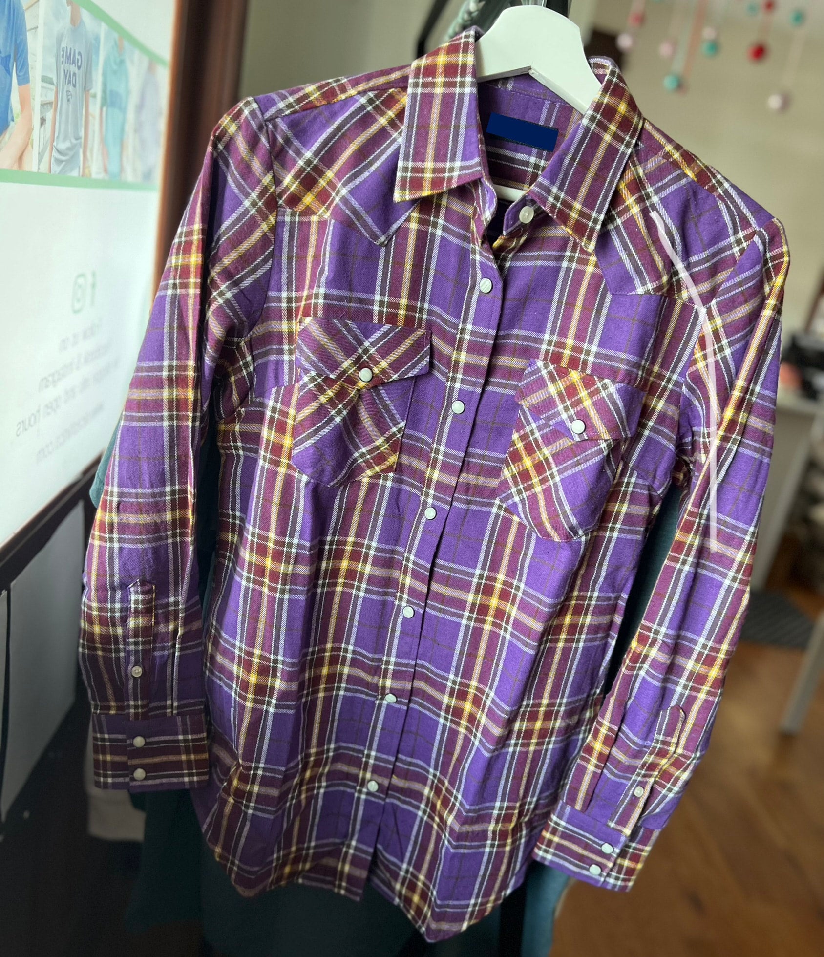 Purple and yellow plaid shirt online